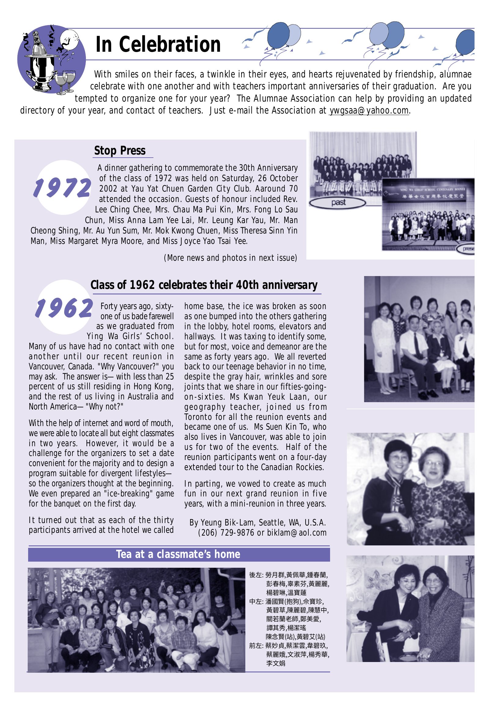 Alumnae Newsletter · November 2002, page 2