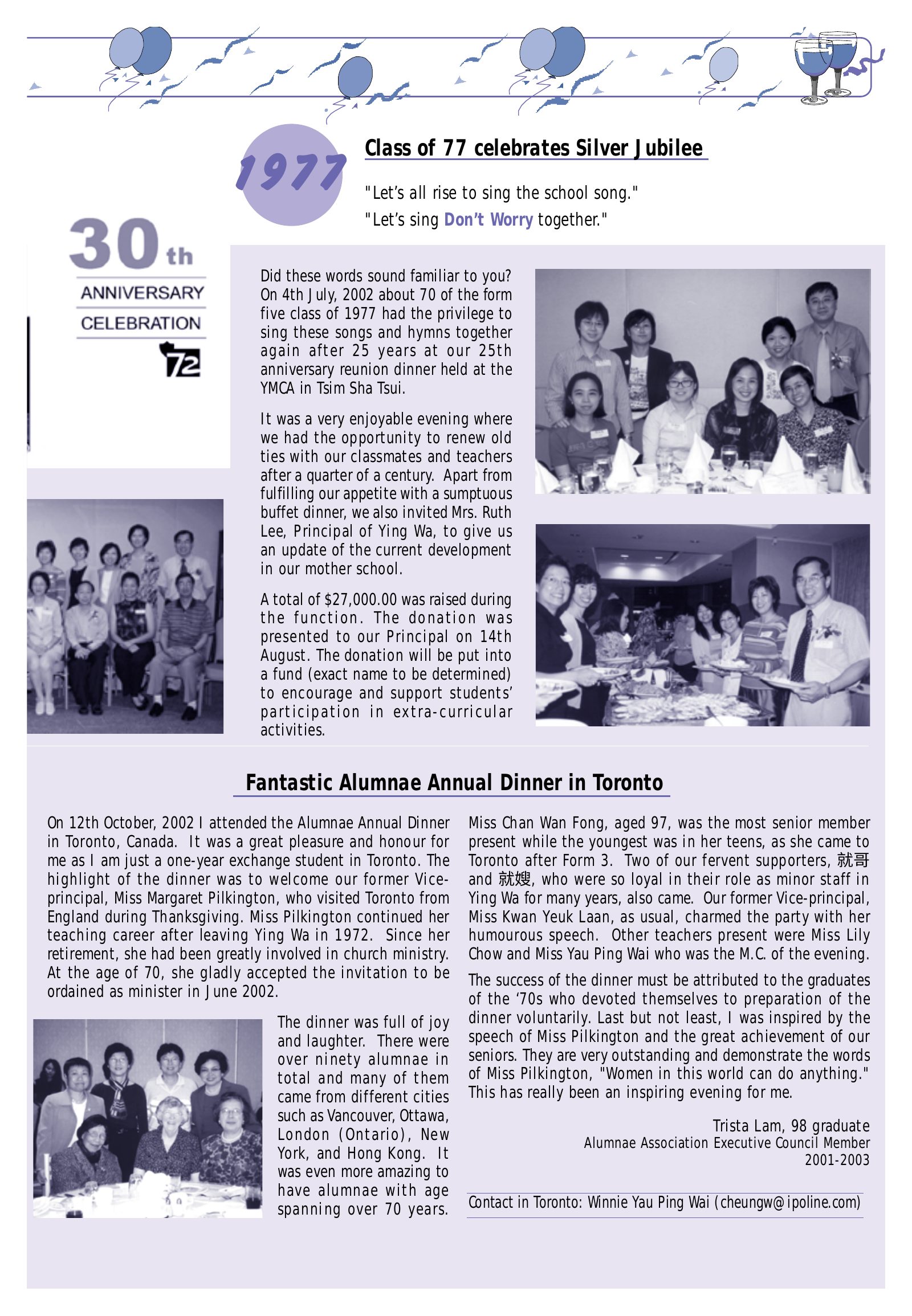 Alumnae Newsletter · November 2002, page 3