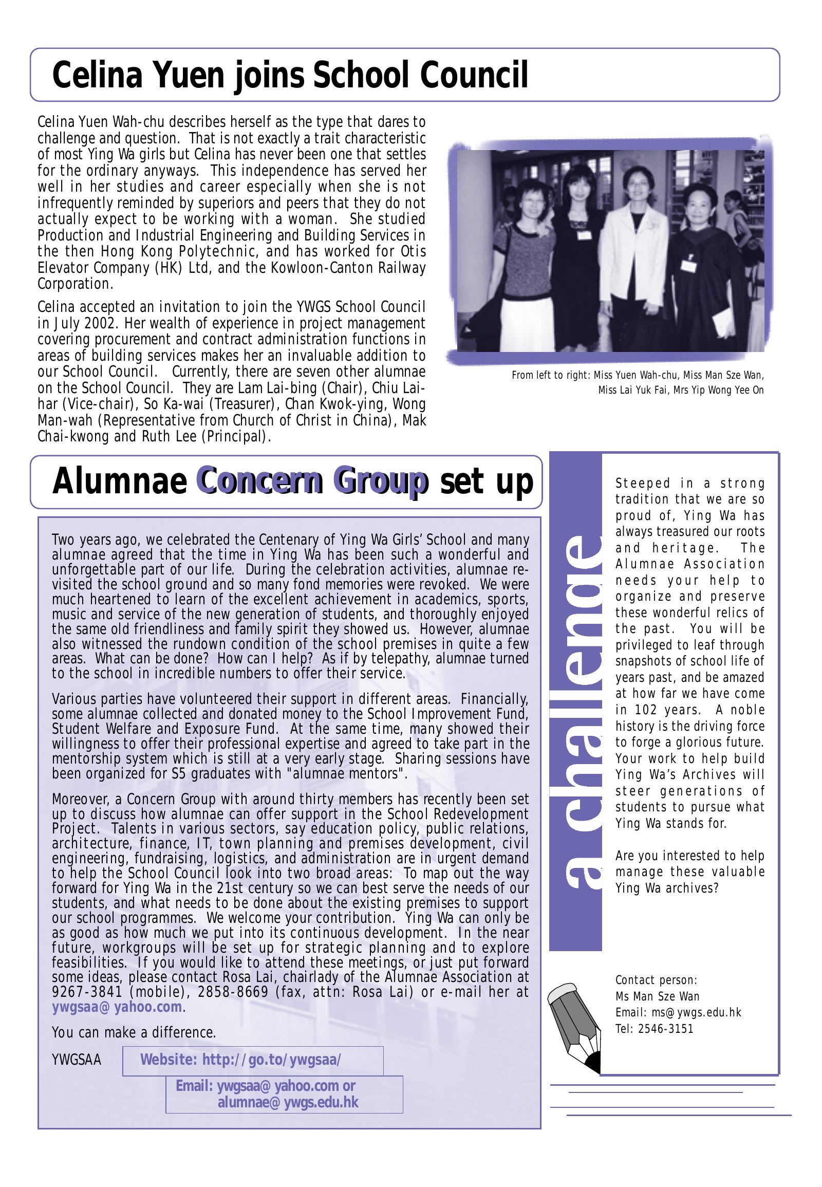 Alumnae Newsletter · November 2002, page 5
