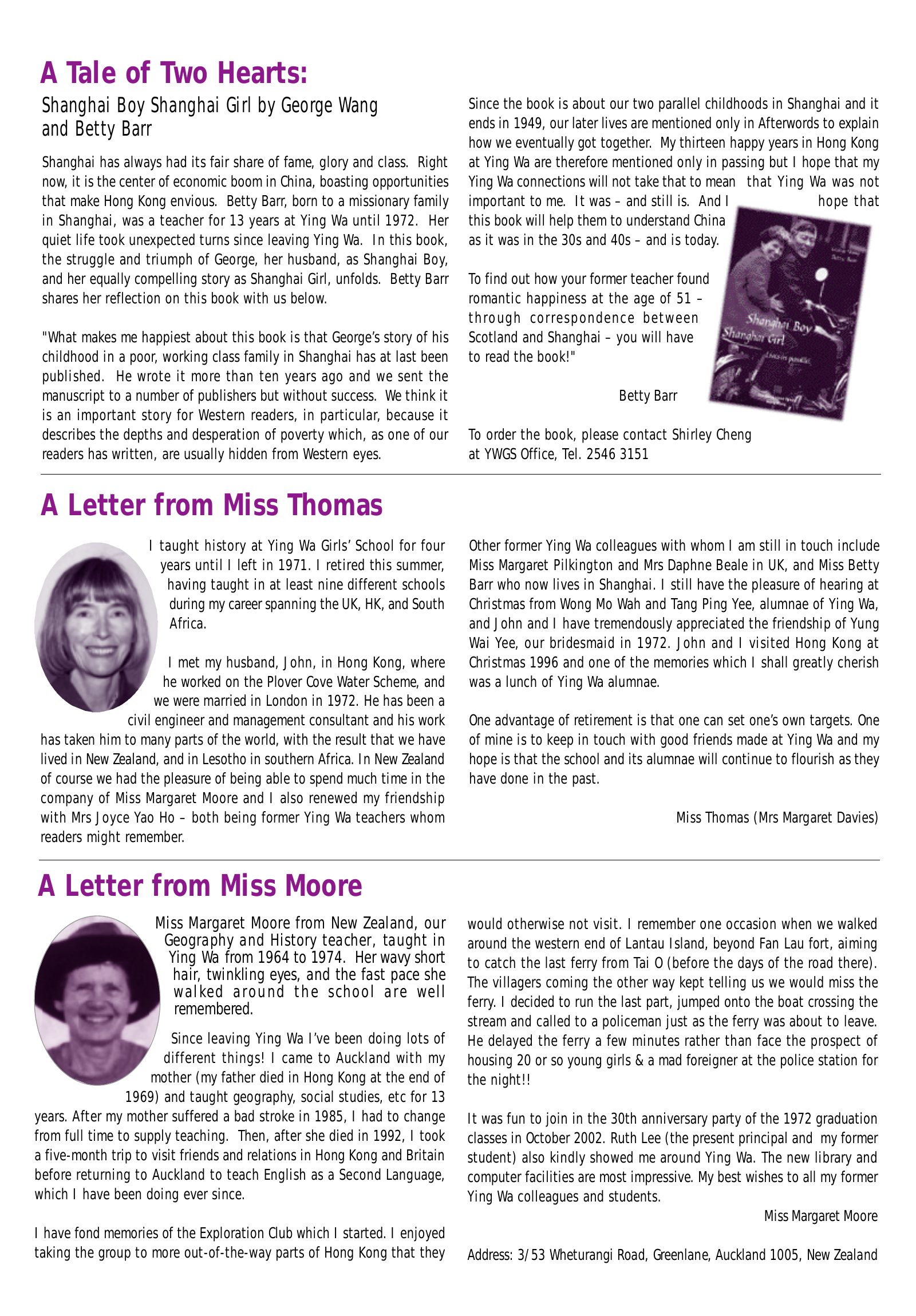 Alumnae Newsletter · February 2003, page 5