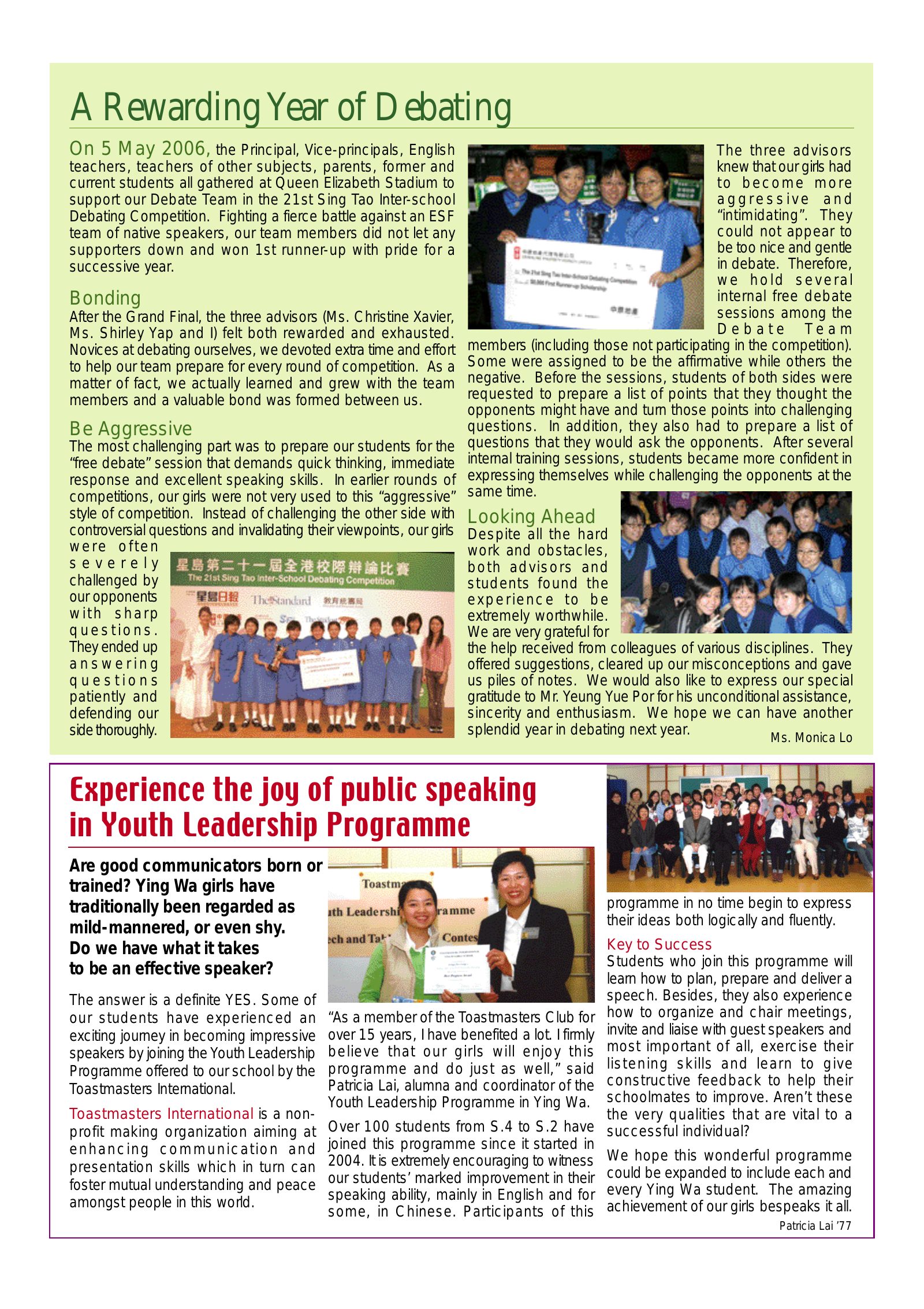 Alumnae Newsletter · September 2006, page 6